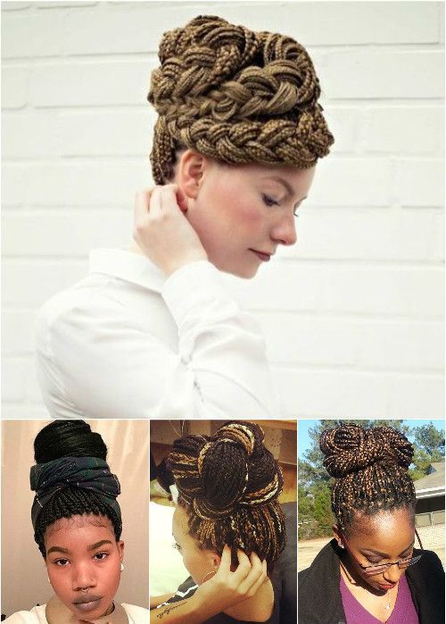 împletit updos and buns for box braids