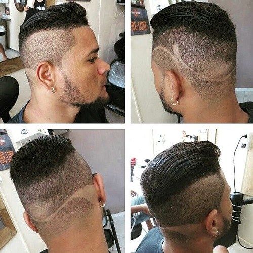 män's undercut hairstyle with shaved designs