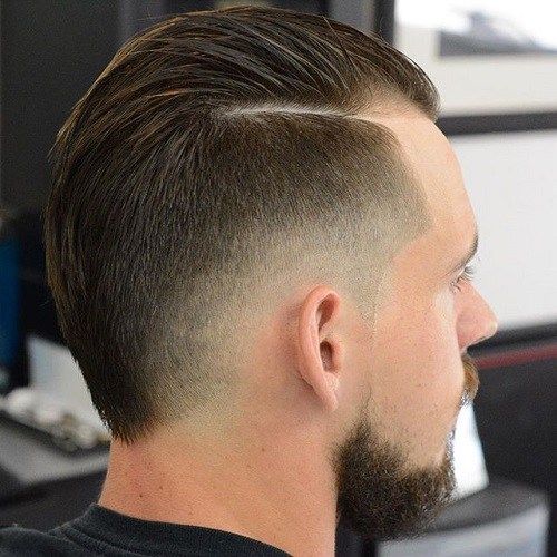män's fauxhawk haircut with faded sides