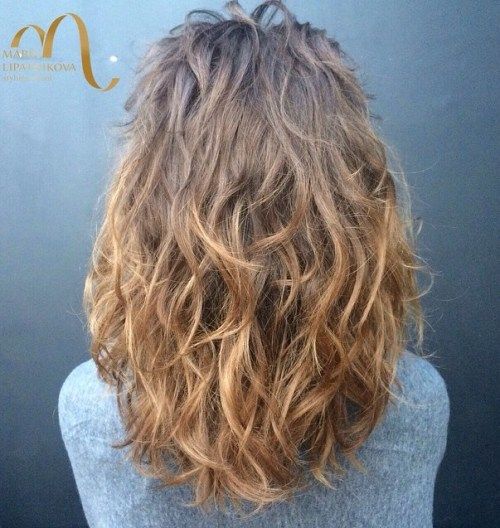 medium brown ombre wavy hairstyle