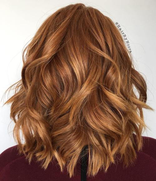 stredná Layered Copper Red Hairstyle