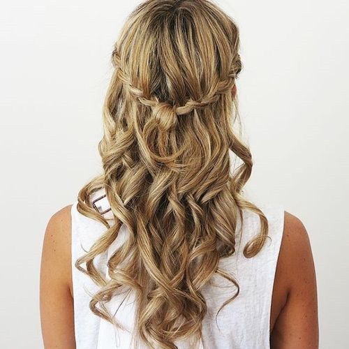 Halv Updo With Side Waterfall Braids