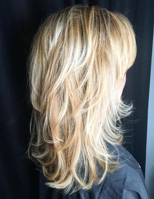 Blond Layered Hairstyle With Flipped Ends