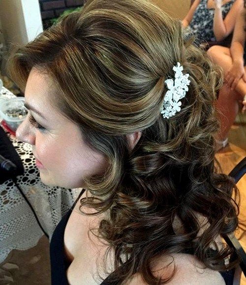 mediu half up mother of the bride hairstyle