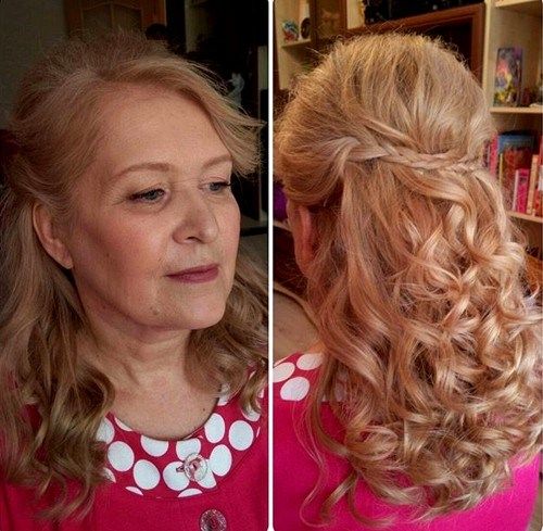 halv up curly hairstyle with a braid