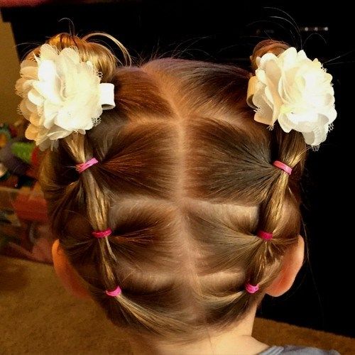 пигтаилс and buns updo for 6 year old girls