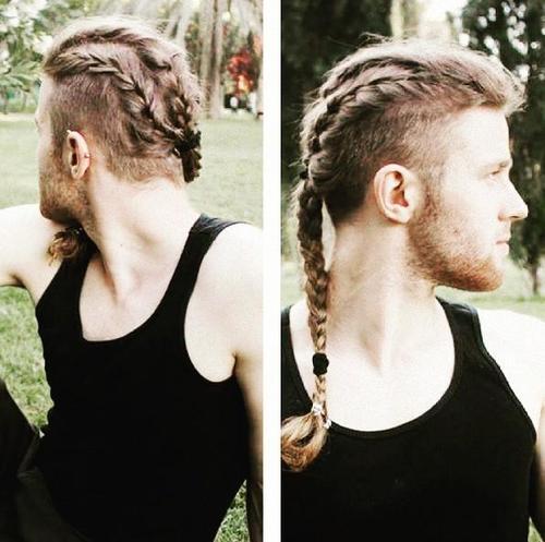 muži's braided hairstyle for long hair with undercuts