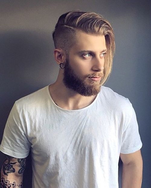 mens medium hairstyle with shaved side