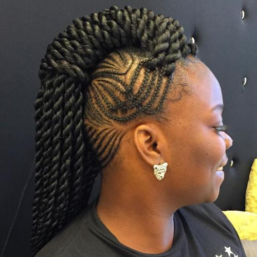 Mohawk With Cornrows And Senegalese Twists