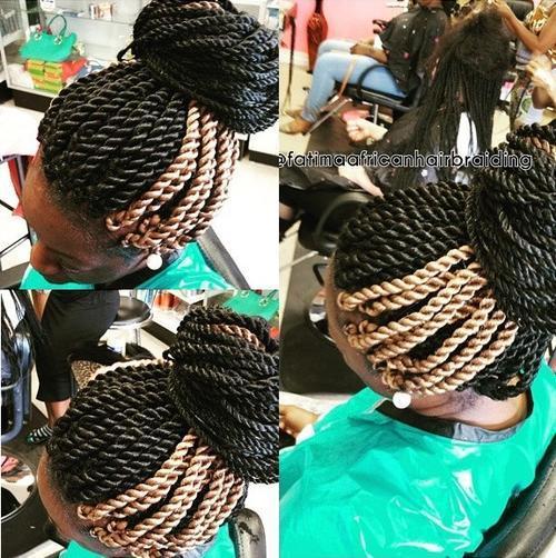 čierna and blonde twists updo hairstyle
