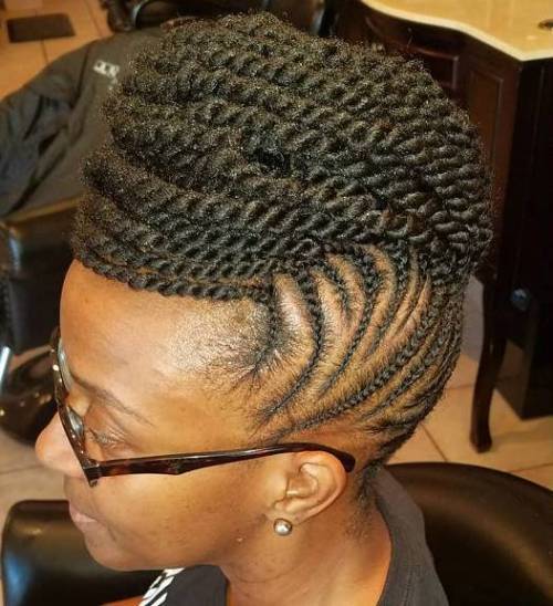 cornrows Into Twists High Updo