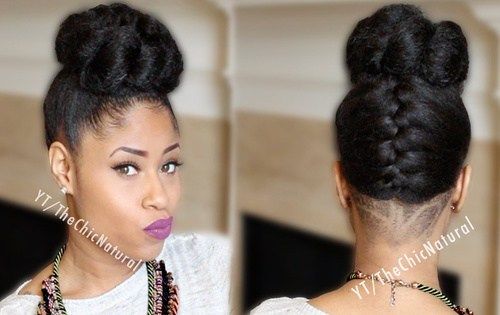 bulle and braid updo hairstyle for black women