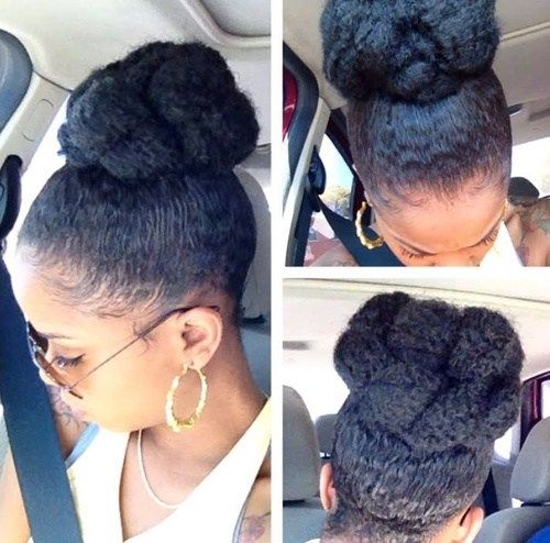 hög bun updo hairstyle for black women