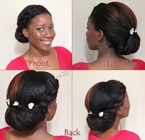 flätad bun updo hairstyle for black women