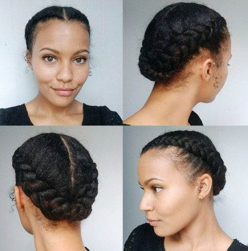 afrikansk American Centre-Parted Braided Updo