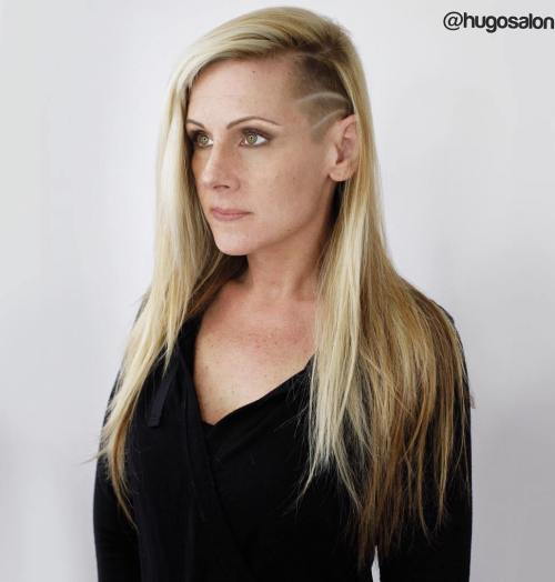 Lång Blonde Hairstyle With Temple Undercut