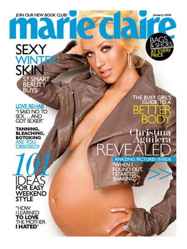 christina aguilera pregnant on the cover of marie claire