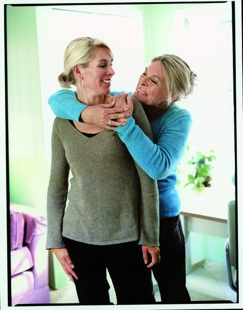 två women hugging