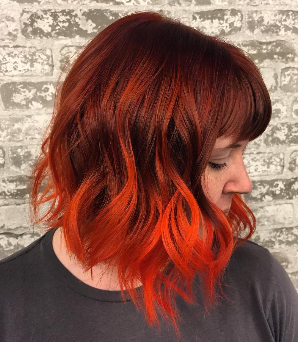 gaštanový Hair With Orange Balayage