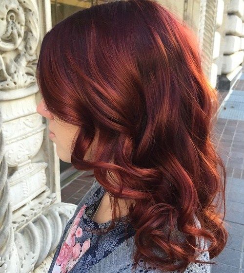 lung copper red hairstyle with bangs