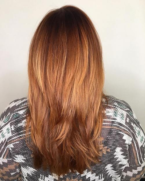 drept red hair with ombre highlights