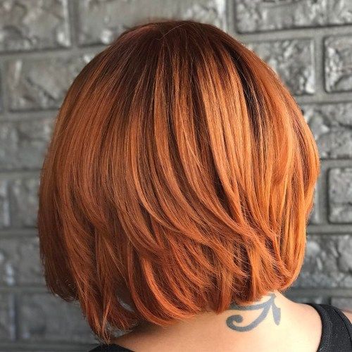 One-Length Red Bob With Piece-Y Layers