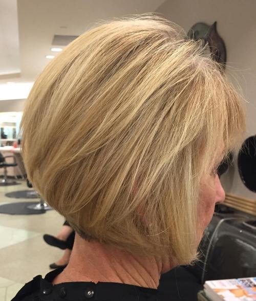 Blond Bob Hairstyle For Older Women