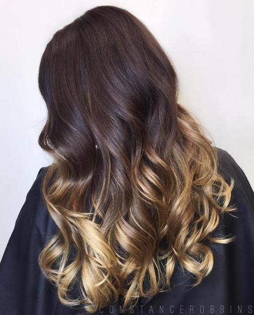 Brun Hair With Golden Blonde Ombre