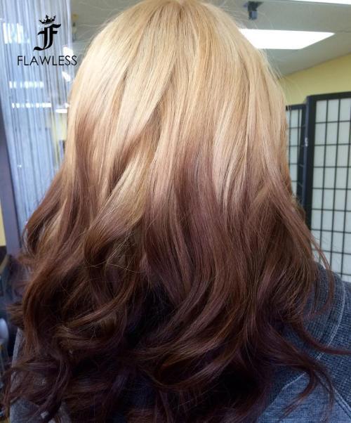 Omvänd Blonde To Brown Ombre