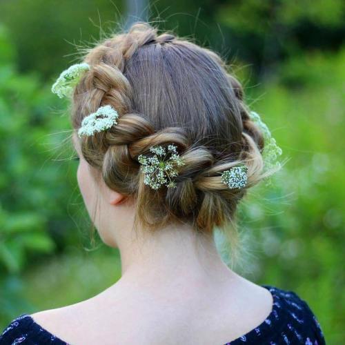 coroană Braid Updo With Flowers