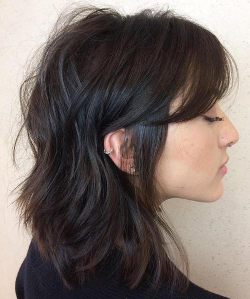 Medium Messy Hairstyle With Bangs