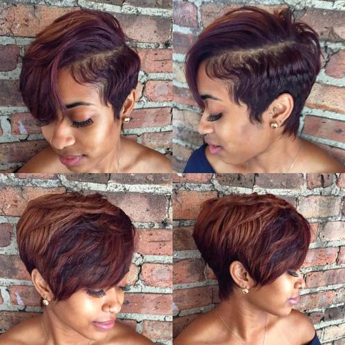 Afriška American Tapered Pixie With Bangs