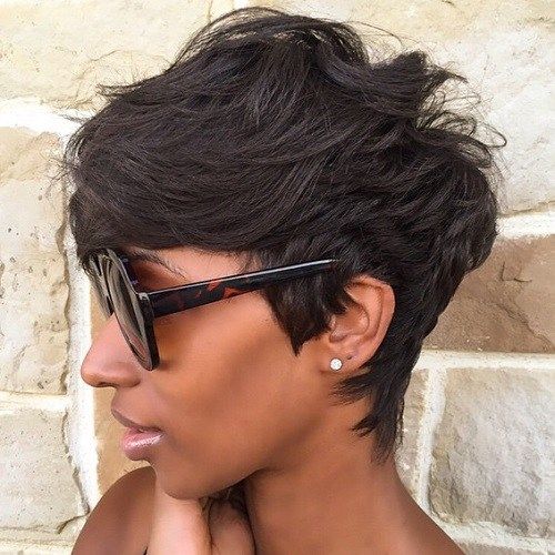 Messy Black Pixie With Bangs