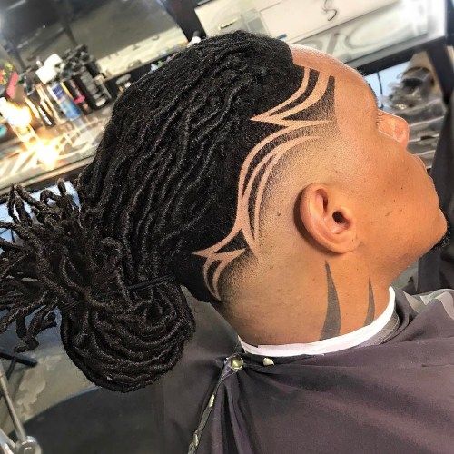 мушкарци's Faux Locs With Shaven Designs