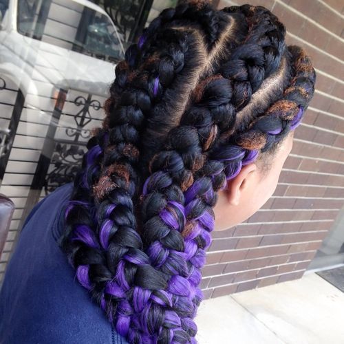gudinna braids with purple highlights