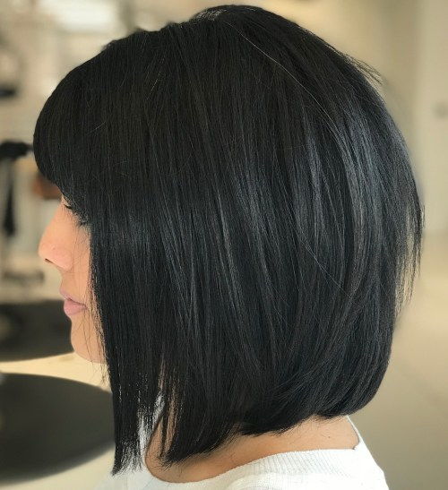 Negru Bob With Bangs For Straight Hair