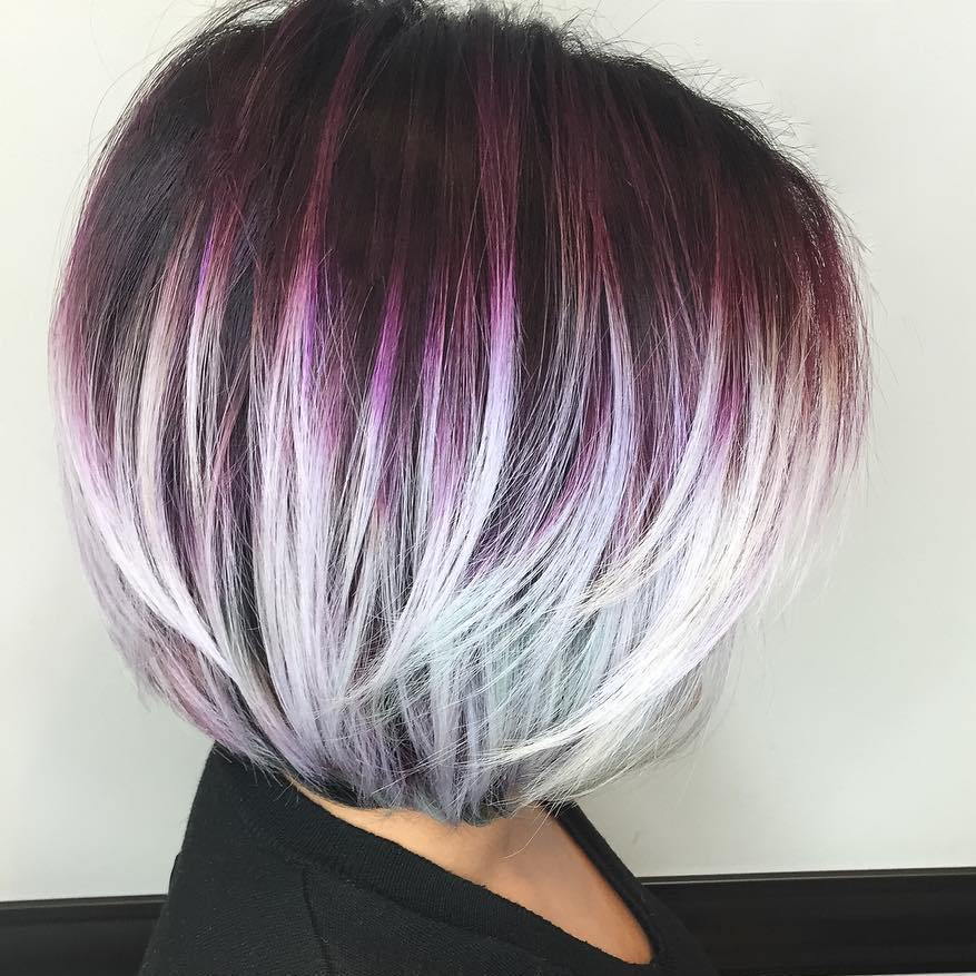 Violet Bob With White Highlights