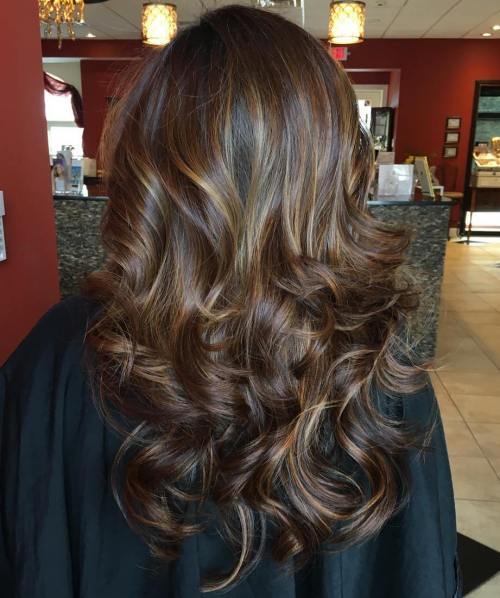 dolga Brunette Hair With Golden Highlights
