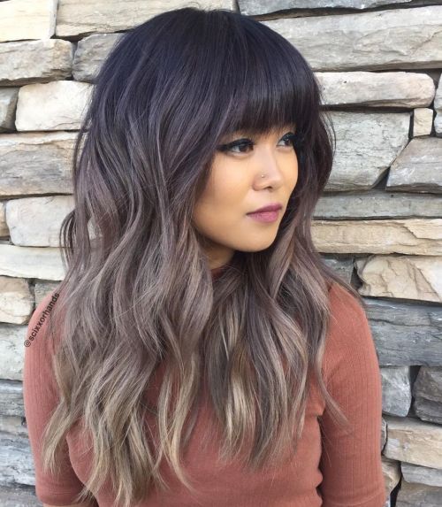 Асх Brown Ombre Hair With Bangs