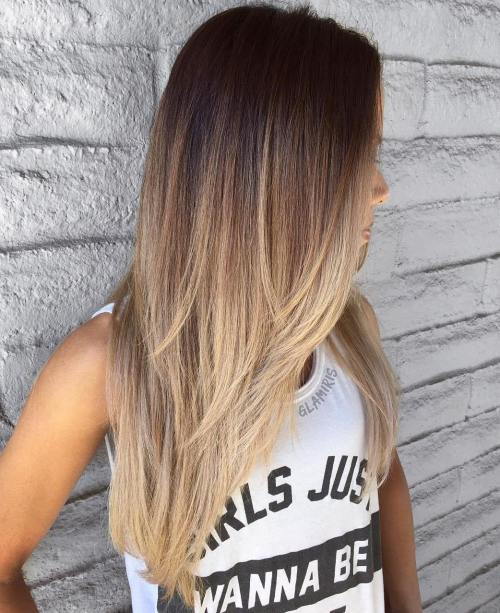 Дуго Layered Brown To Blonde Ombre