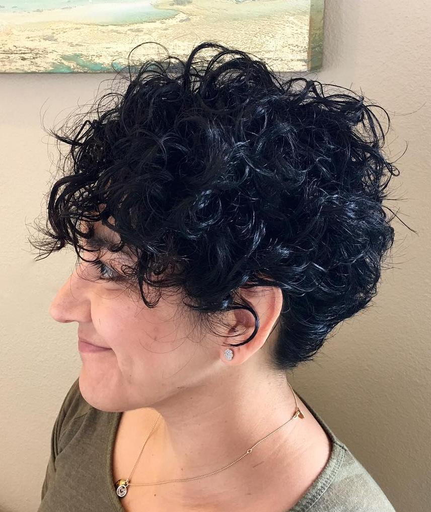 Črna Tousled Curly Pixie