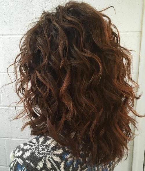 Mid-Length Curly Layered Haircut