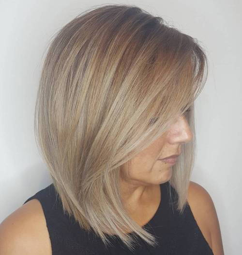 Pepel Blonde Lob With Long Swoopy Bangs