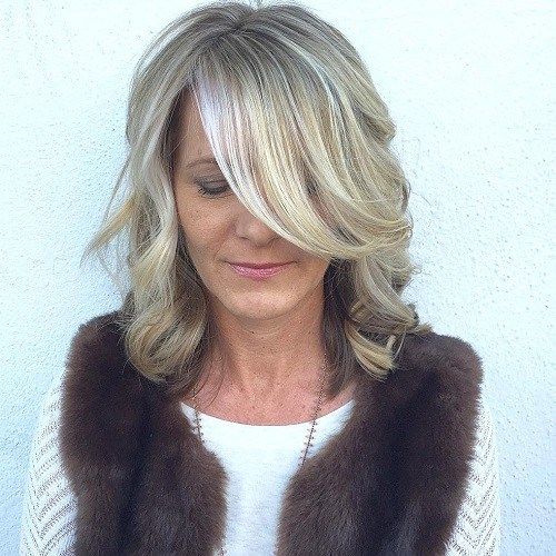 Mature Medium Hairstyle With Long Side Bangs