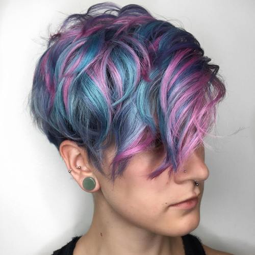 Pastell Blue Pixie With Pink Highlights