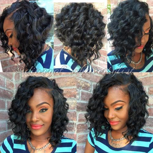 African-american Angled Curly Bob