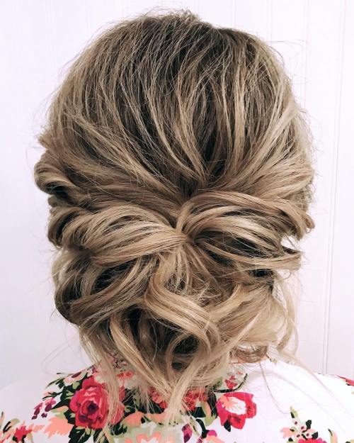 Vriden And Pinned Low Updo For Prom