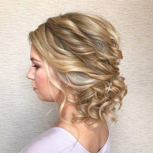 Blond Curly Updo For Prom