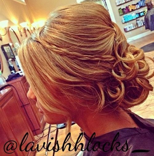 lockig updo with a bouffant and braid