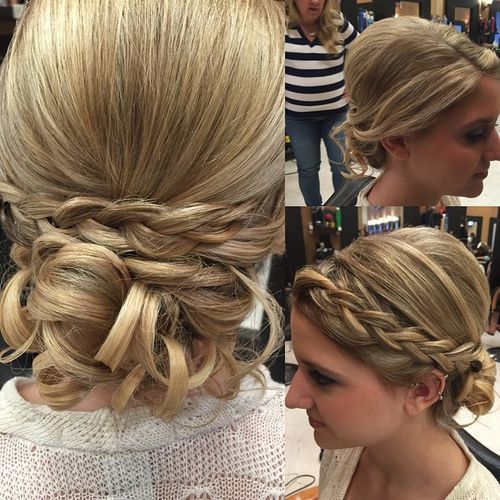 fint curled updo with a braid